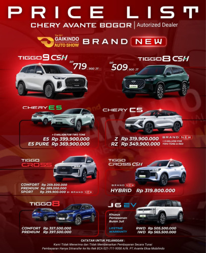 Pricelist Harga Chery panyileukan 2025